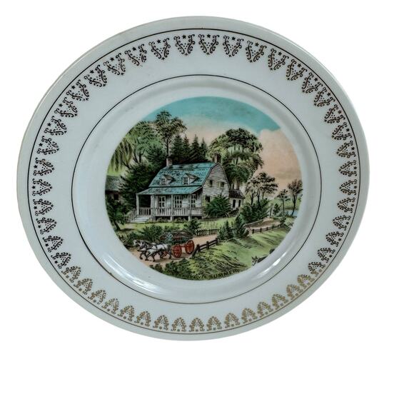 Vintage Currier & Ives Summer Landscape Glazed Ceramic Collector Plate - Picture 1 of 3